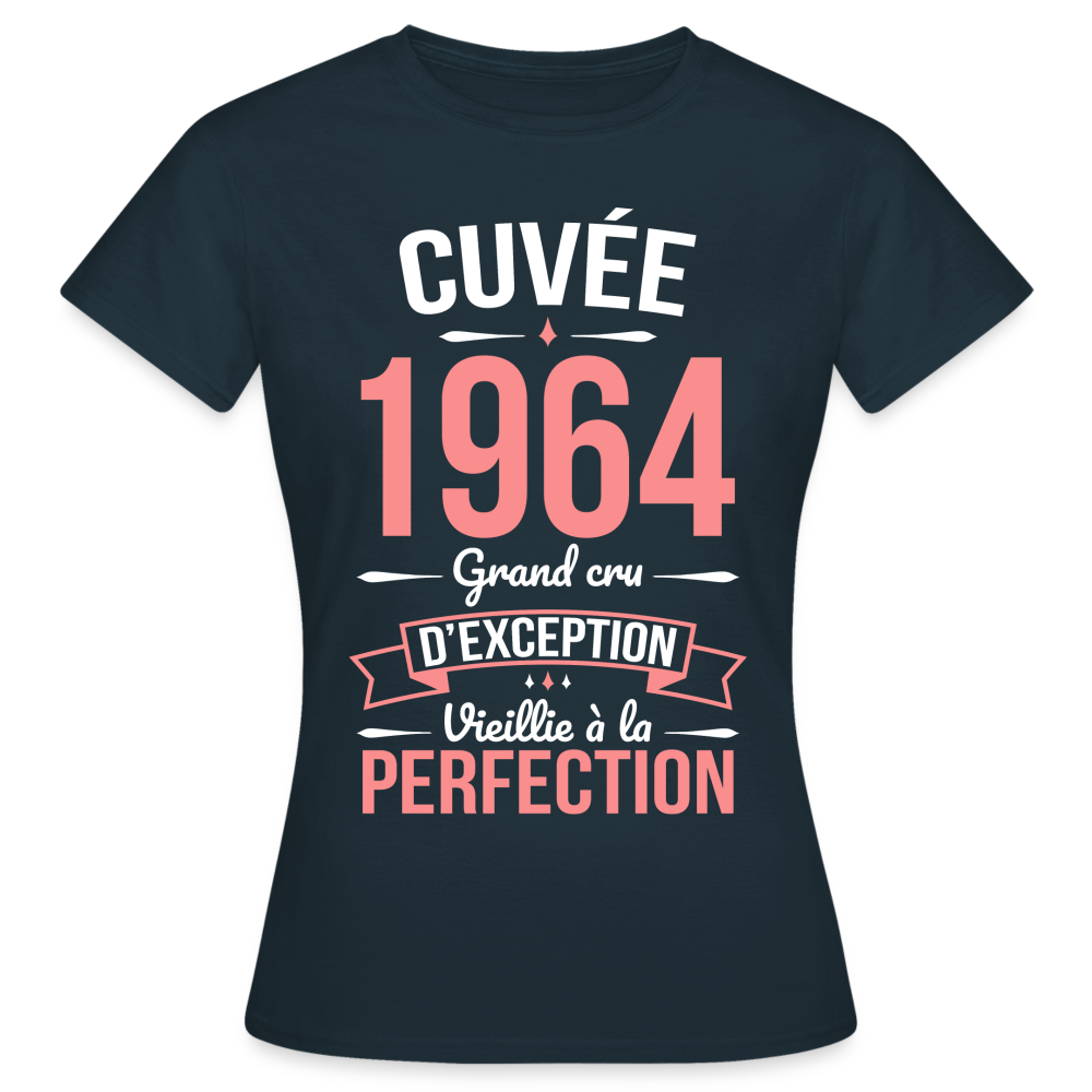 T-shirt Femme - Anniversaire 61 Ans - Cuvée 1964 - marine