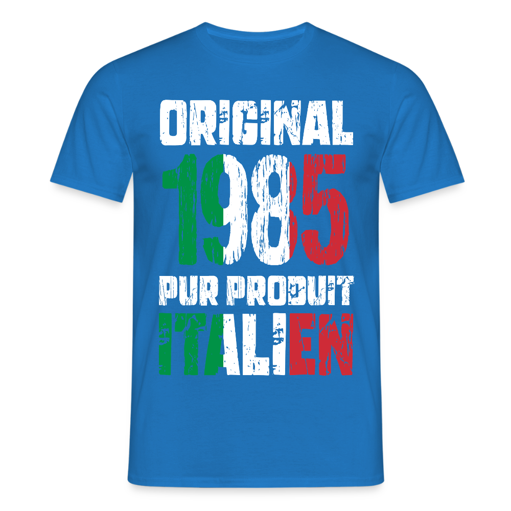 T-shirt Homme - Anniversaire 40 Ans - Original 1985 - Pur produit Italien - bleu royal