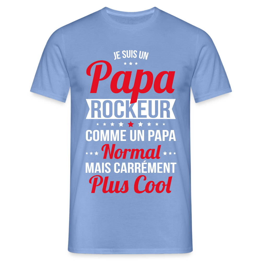 T-shirt Homme - Papa rockeur plus cool - carolina blue