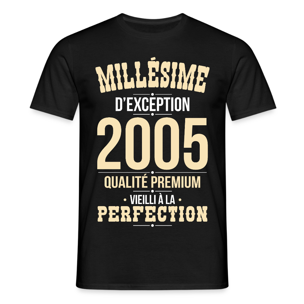 T-shirt Homme - Anniversaire 20 Ans - Millésime 2005 - noir
