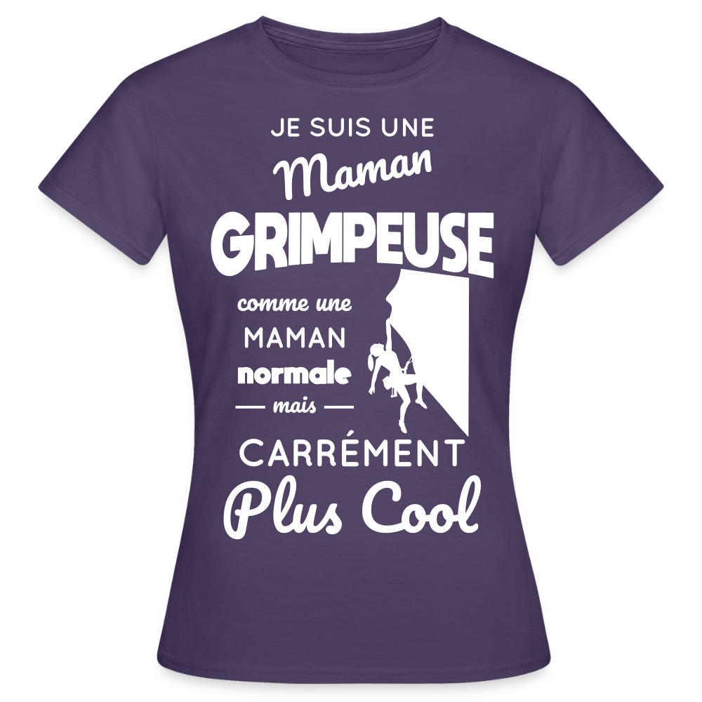 T-shirt Femme - Maman grimpeuse plus cool - violet foncé
