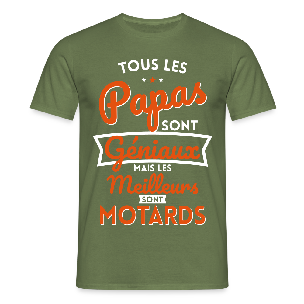 T-shirt Homme - Papas géniaux - Les meilleurs sont motards - vert militaire