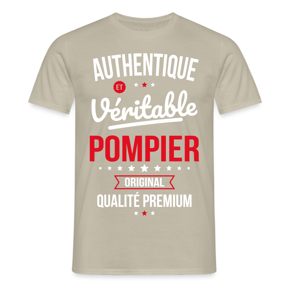 T-shirt Homme - Authentique et véritable Pompier - beige sable
