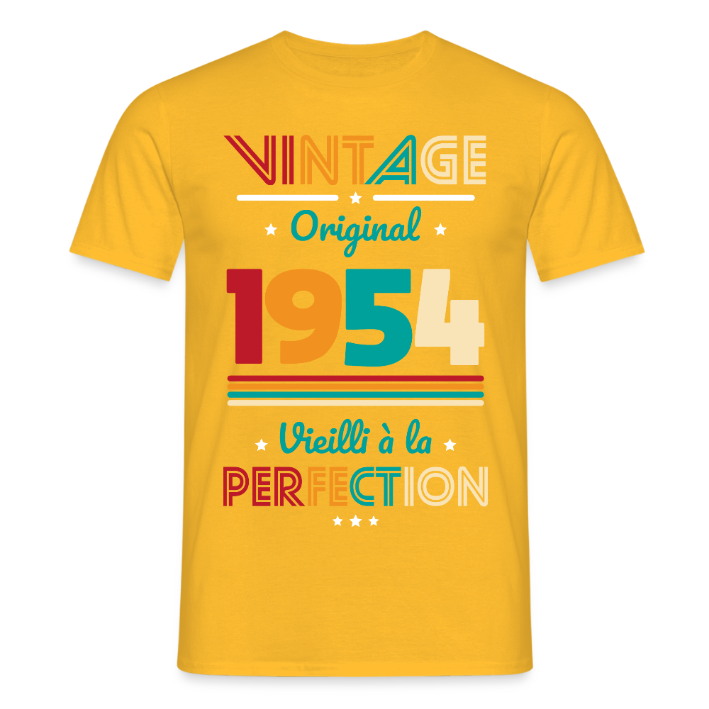 T-shirt Homme - Anniversaire 71 Ans - Vintage Original 1954 - jaune