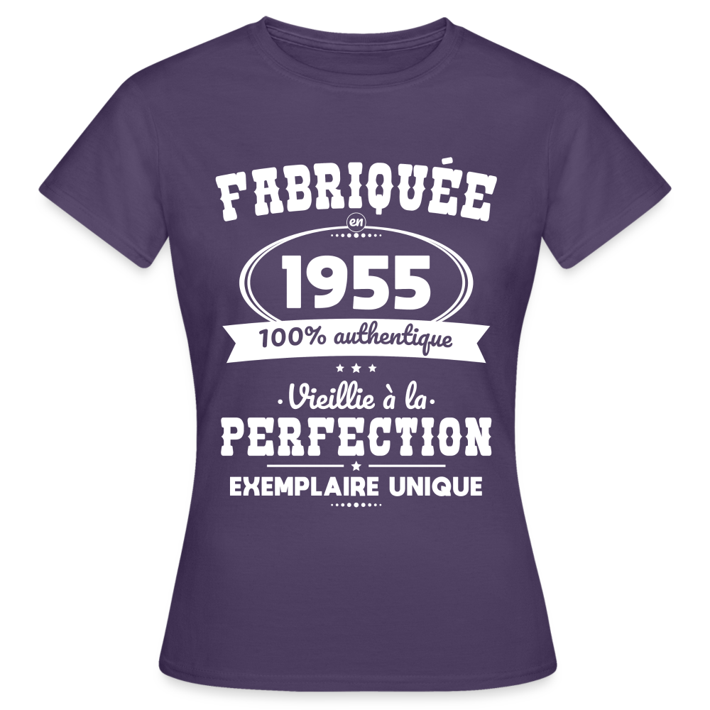 T-shirt Femme - Anniversaire 70 Ans - Fabriquée en 1955 - violet foncé