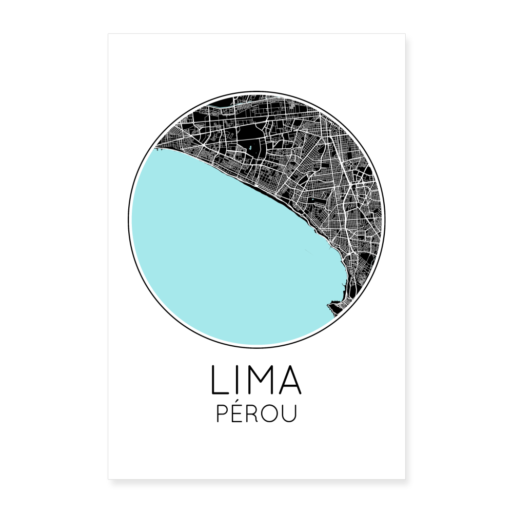 Poster Lima - Plan Lima - 60 x 90 cm - blanc