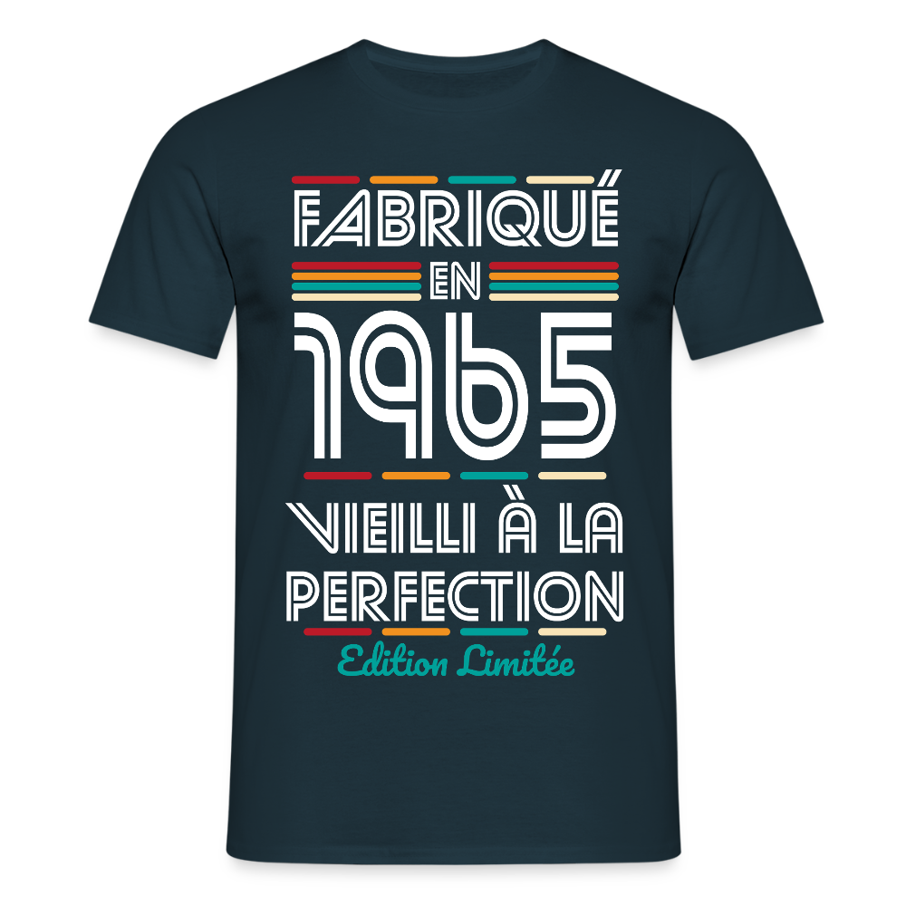 T-shirt Homme - Anniversaire 60 Ans - Fabriqué en 1965 - marine