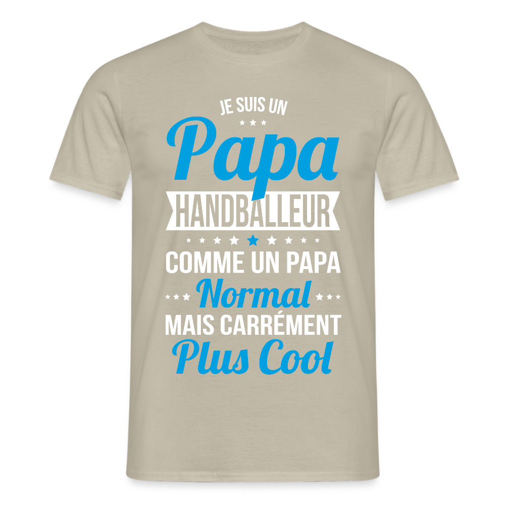 T-shirt Homme - Papa handballeur plus cool - beige sable