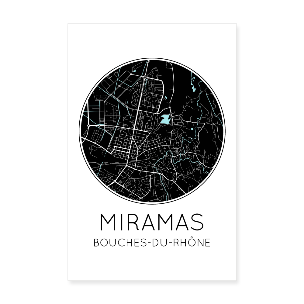 Poster Miramas - Plan Miramas - 20 x 30 cm - blanc