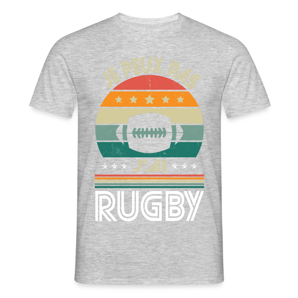 T-shirt Homme - Je peux pas j'ai Rugby - gris chiné