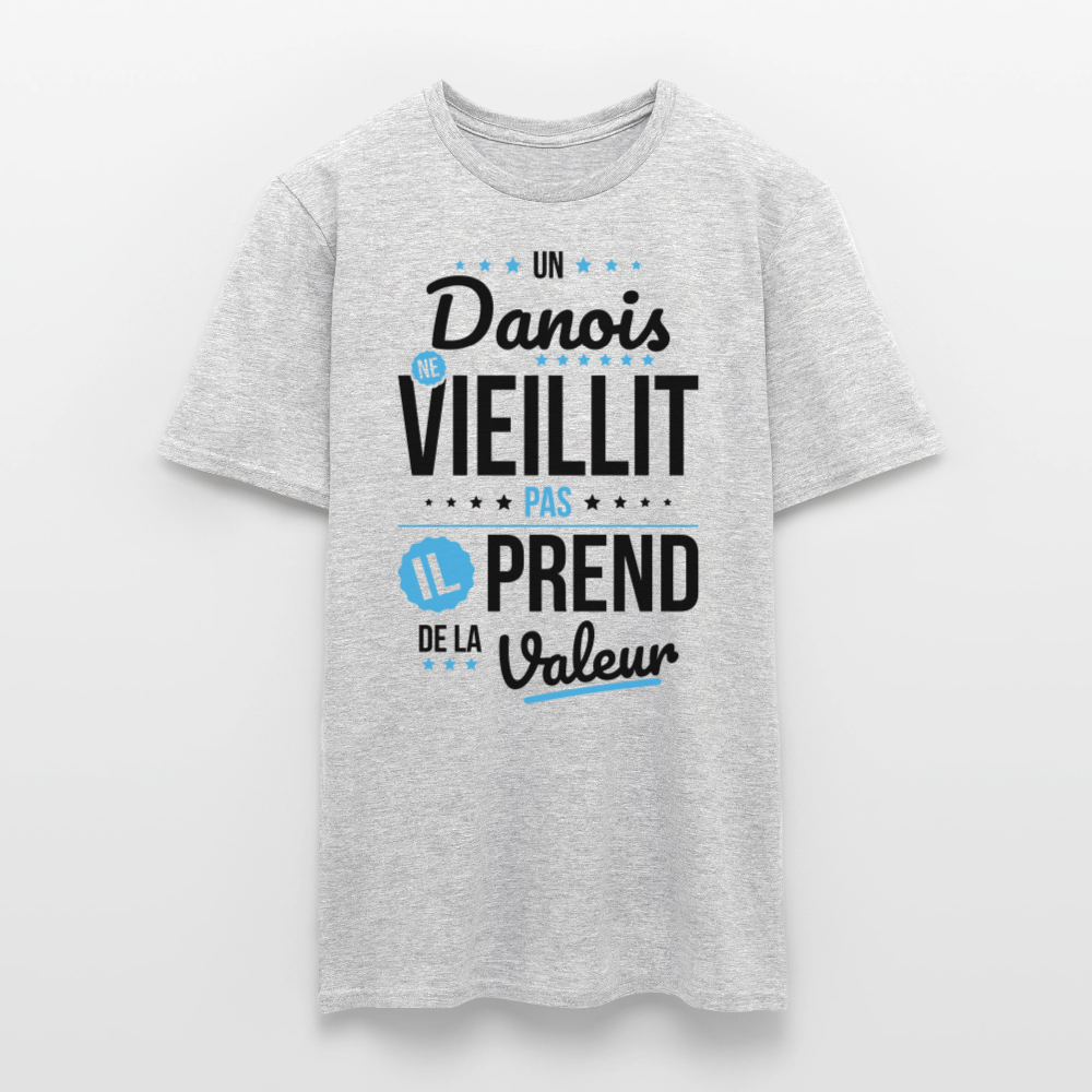 T-shirt Homme - Un Danois ne vieillit pas - gris chiné