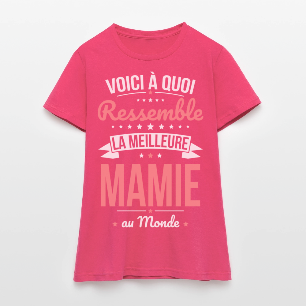 T-shirt Femme - Voici à quoi ressemble la meilleure Mamie au monde - rose azalée