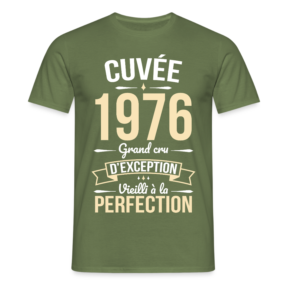 T-shirt anniversaire homme 50 ans – Cuvée 1976, Grand cru d’exception - vert militaire