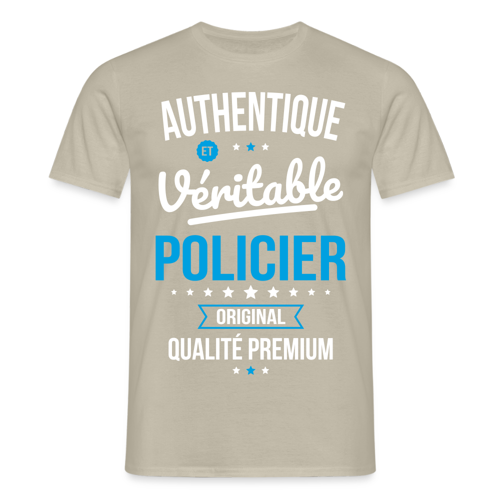 T-shirt Homme - Authentique et véritable Policier - beige sable