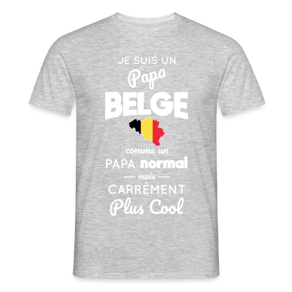 T-shirt Homme - Papa Belge Plus Cool - gris chiné