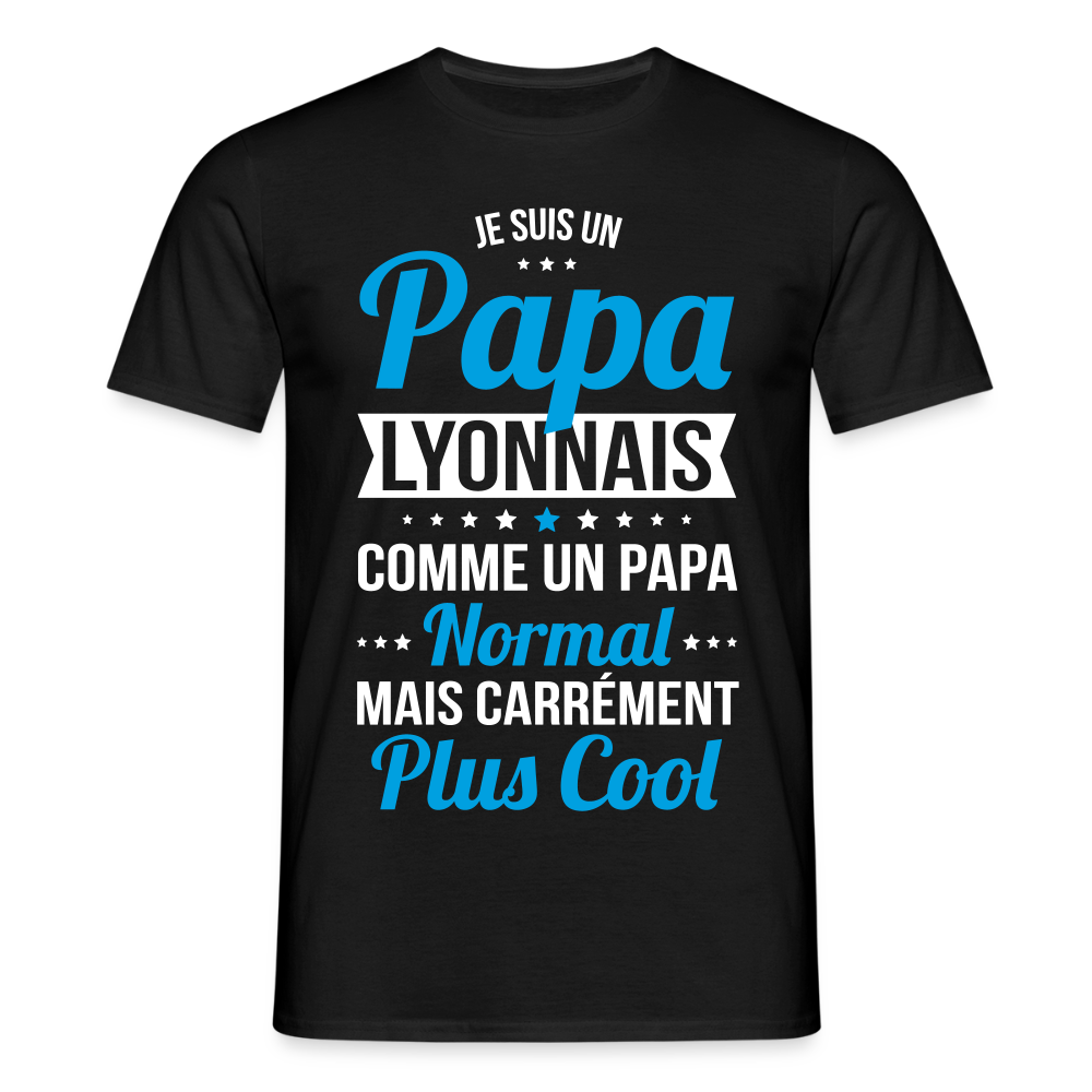T-shirt Homme - Papa Lyonnais Plus Cool - noir