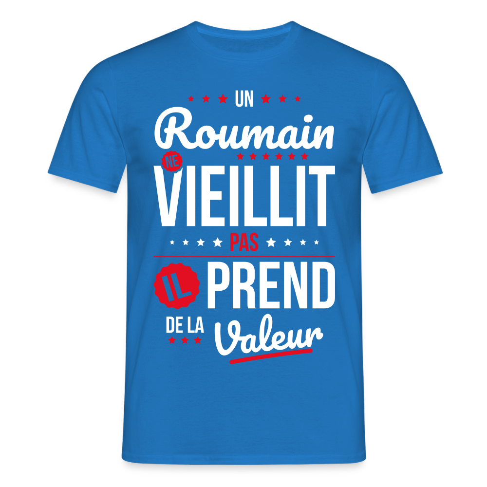 T-shirt Homme - Un Roumain ne vieillit pas - bleu royal