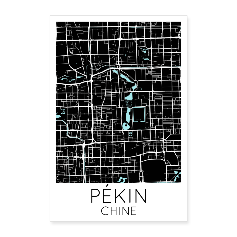 Poster Pékin - Plan Pékin - 60 x 90 cm - blanc