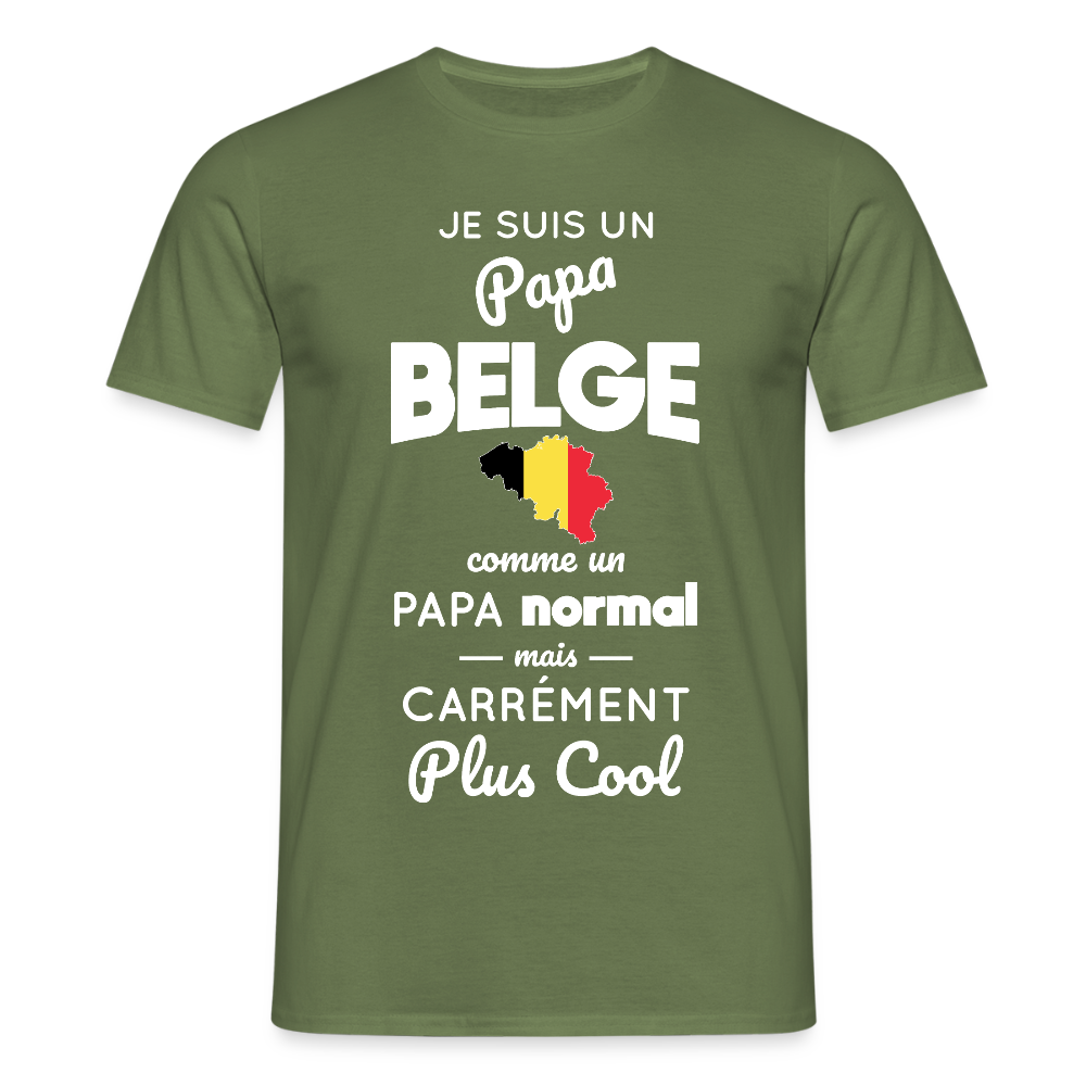 T-shirt Homme - Papa Belge Plus Cool - vert militaire