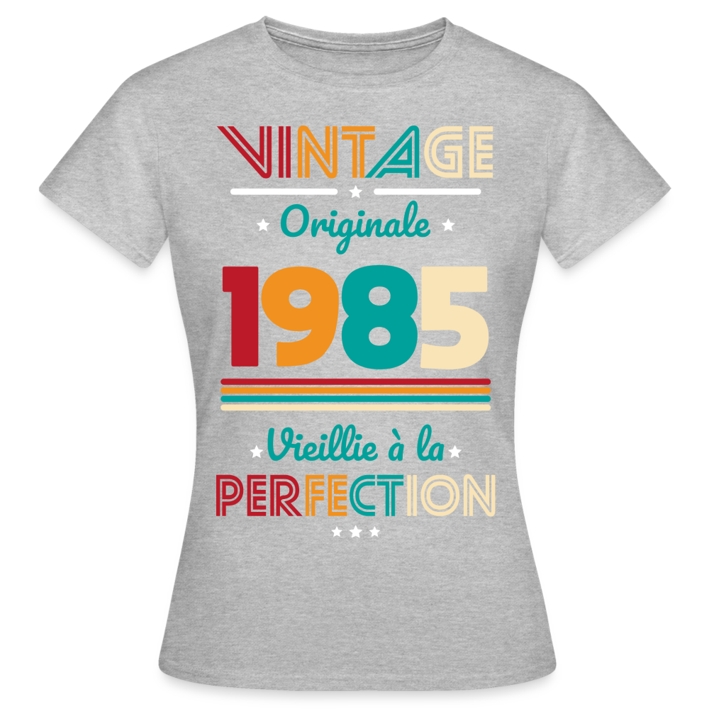 T-shirt Femme - Anniversaire 40 Ans - Vintage Originale 1985 - gris chiné