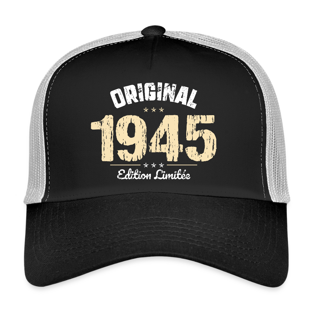 Casquette Trucker - Anniversaire 80 Ans - Original 1945 - noir/gris pierre