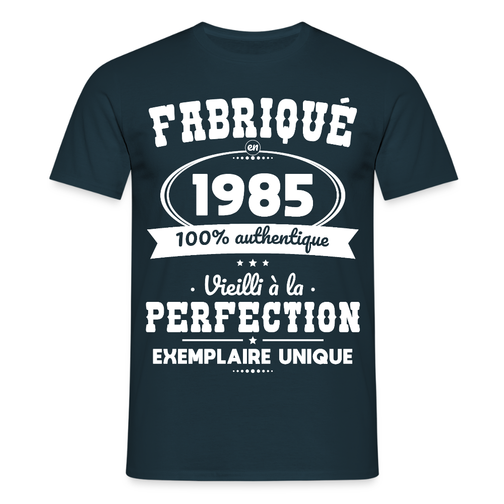 T-shirt Homme - Anniversaire 40 Ans - Fabriqué en 1985 - marine