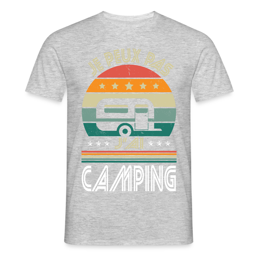 T-shirt Homme - Je peux pas j'ai Camping - gris chiné