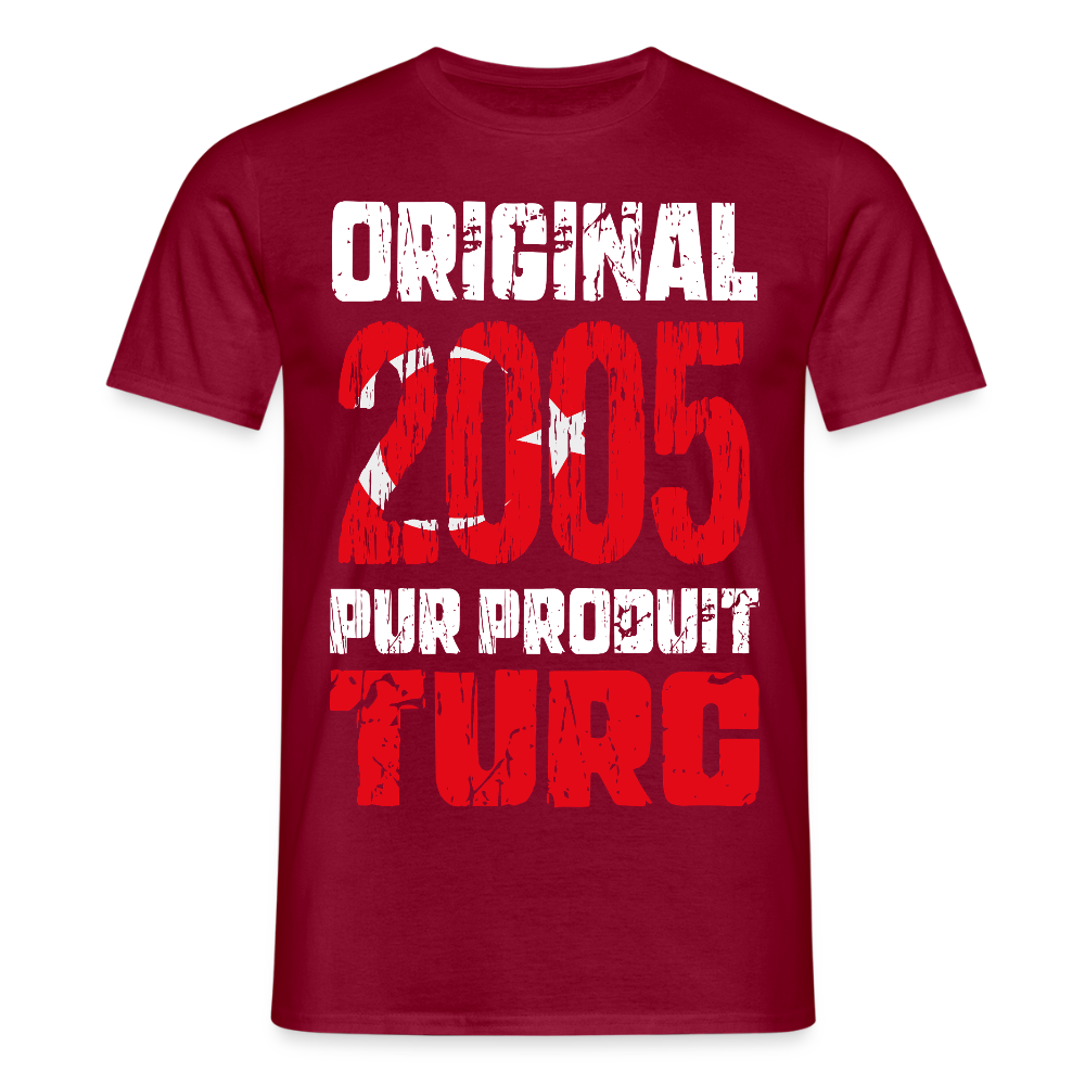 T-shirt Homme - Anniversaire 20 Ans - Original 2005 - Pur produit Turc - rouge brique