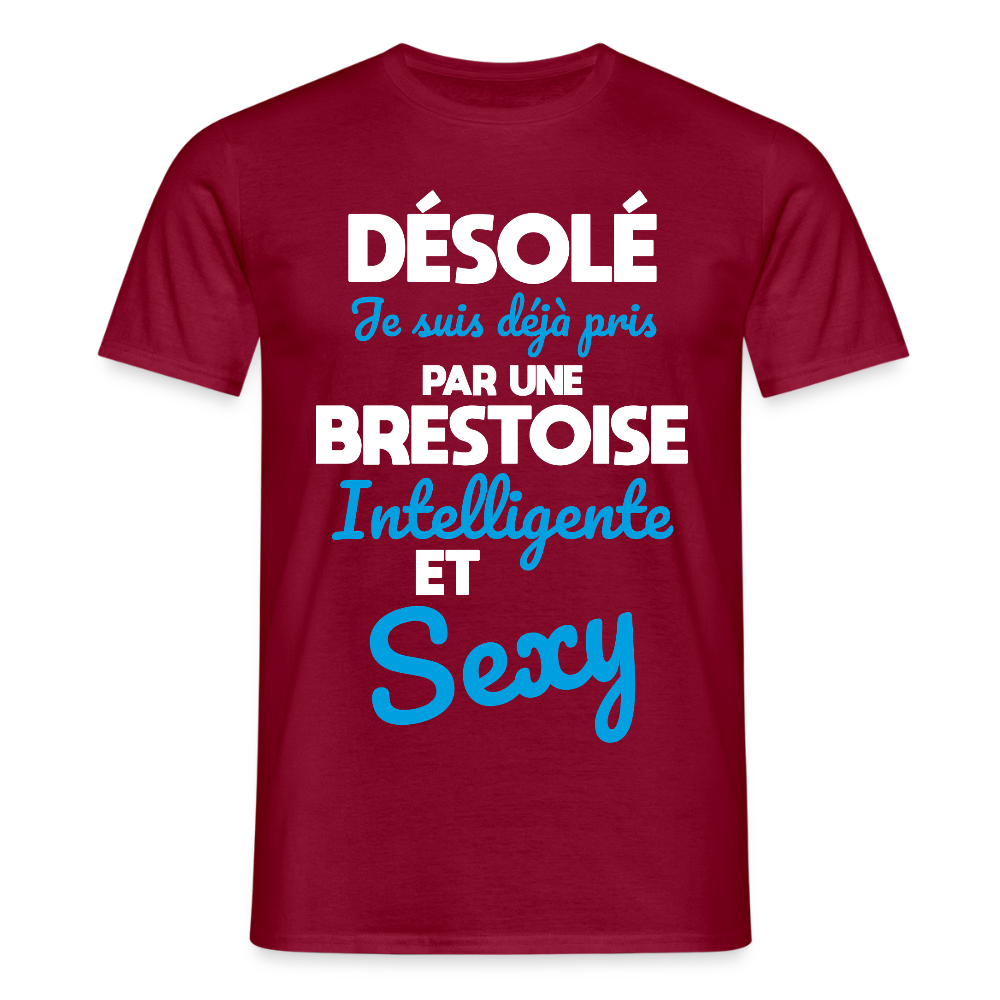 T-shirt Homme - Je suis déjà pris par une Brestoise intelligente et sexy - rouge brique