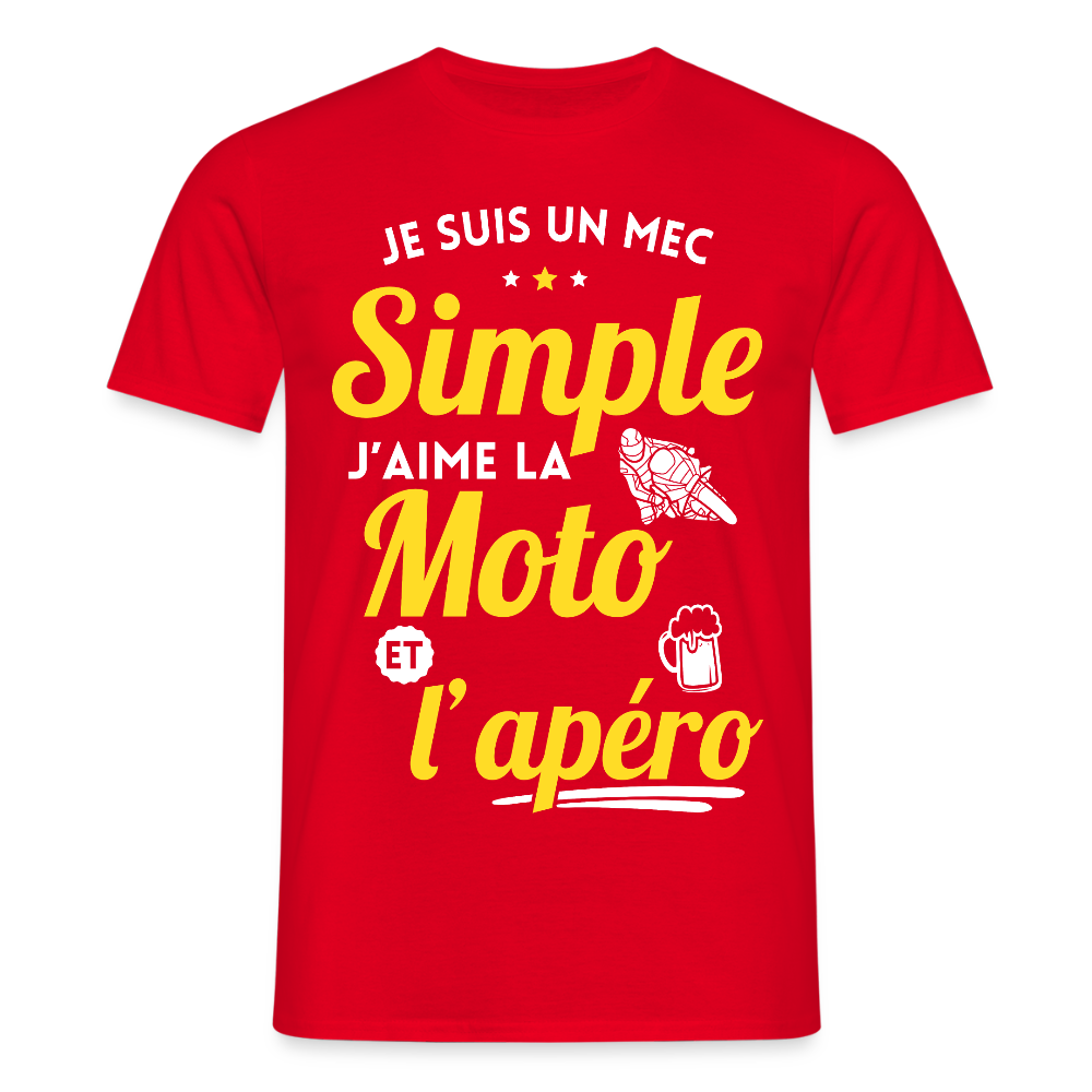 T-shirt Homme - J'aime la moto et l'apéro - rouge