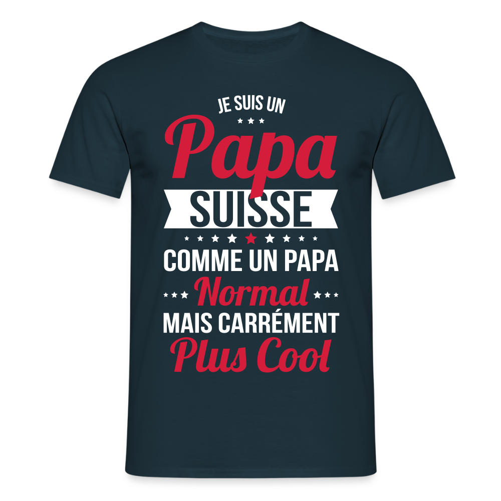 T-shirt Homme - Papa Suisse Plus Cool - marine