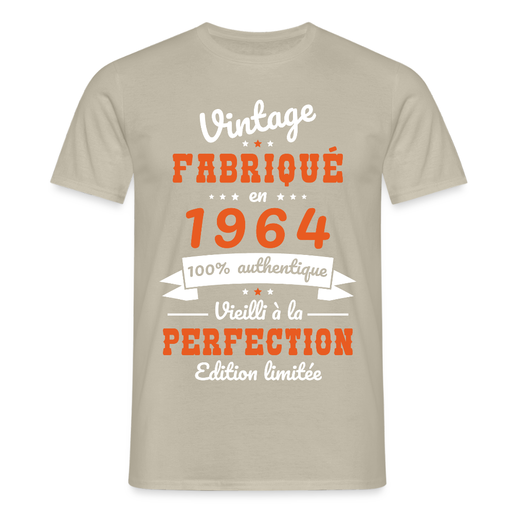 T-shirt Homme - Anniversaire 61 Ans - Vintage Fabriqué en 1964 - beige sable