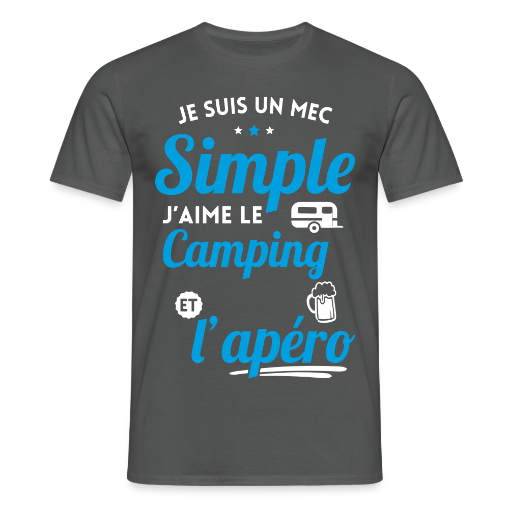 T-shirt Homme - J'aime le camping et l'apéro - charbon