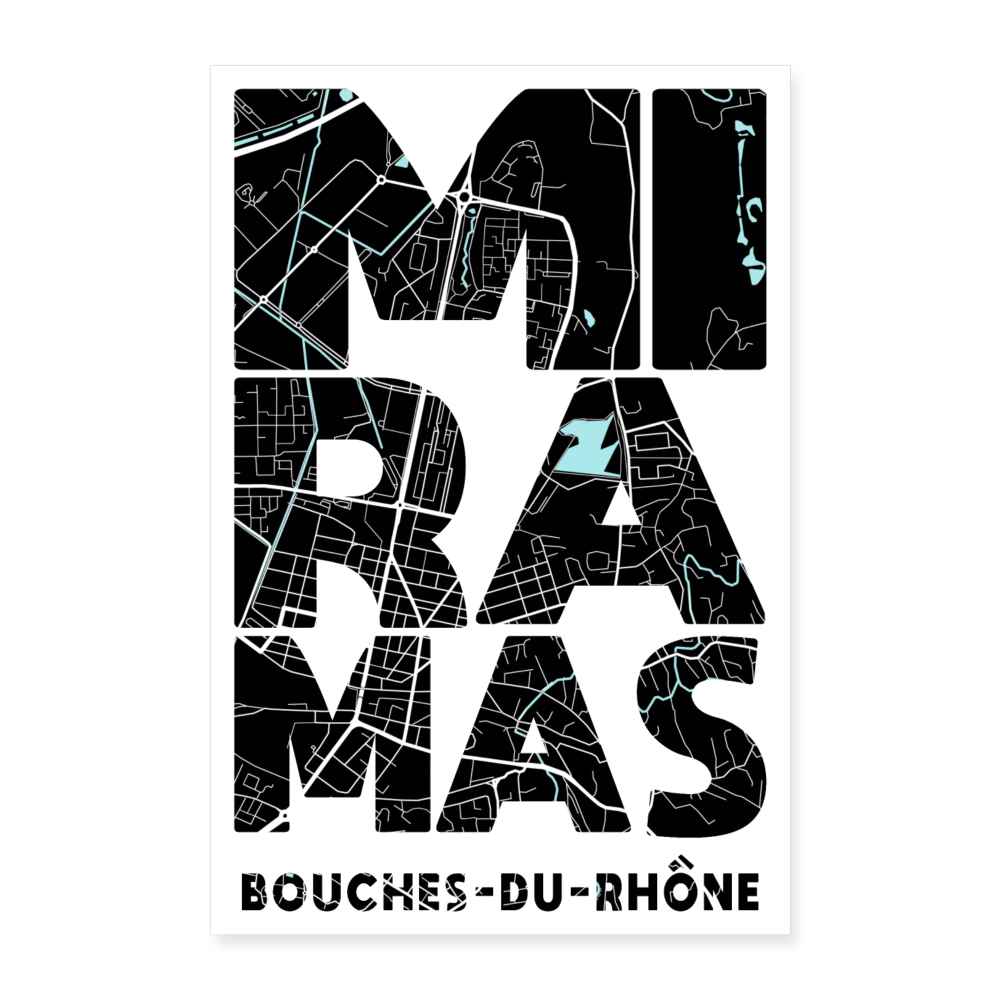 Poster Miramas - Plan Miramas - 60 x 90 cm - blanc