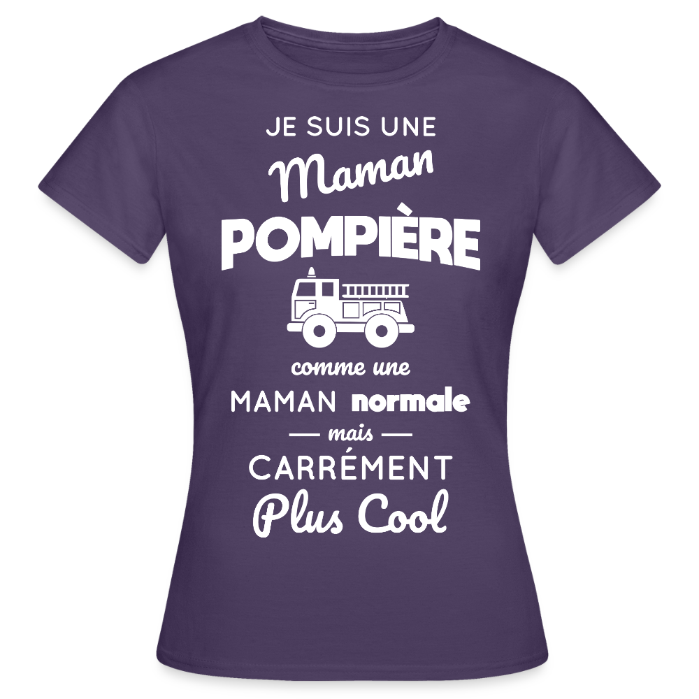T-shirt Femme - Maman pompière plus cool - violet foncé