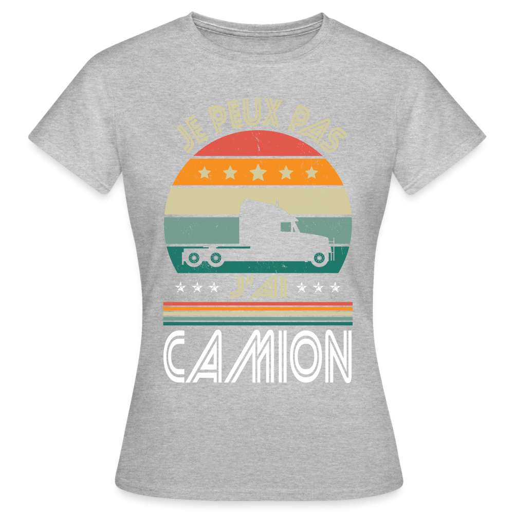 T-shirt Femme - Je peux pas j'ai Camion - gris chiné