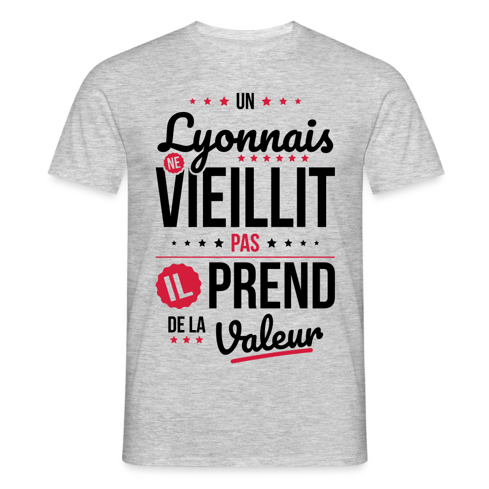 T-shirt Homme - Un Lyonnais ne vieillit pas - gris chiné