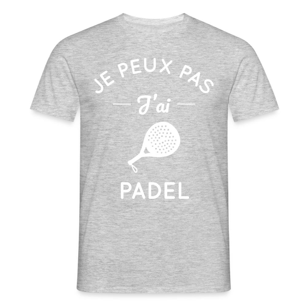 T-shirt padel Homme original - Je peux pas j'ai padel - gris chiné