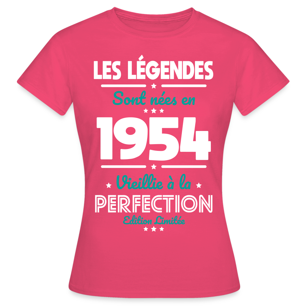T-shirt Femme - Anniversaire 71 Ans - Les Légendes sont nées en 1954 - rose azalée