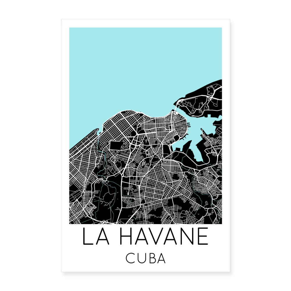 Poster La Havane - Plan La Havane - 60 x 90 cm - blanc