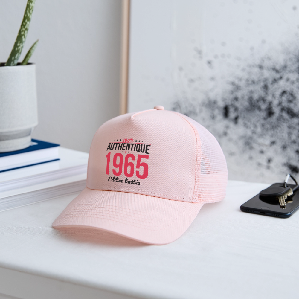 Casquette Trucker - Anniversaire 60 Ans - 100% Authentique 1965 - rose pâle