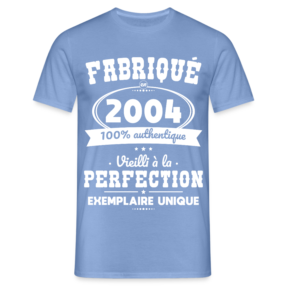 T-shirt Homme - Anniversaire 21 Ans - Fabriqué en 2004 - carolina blue