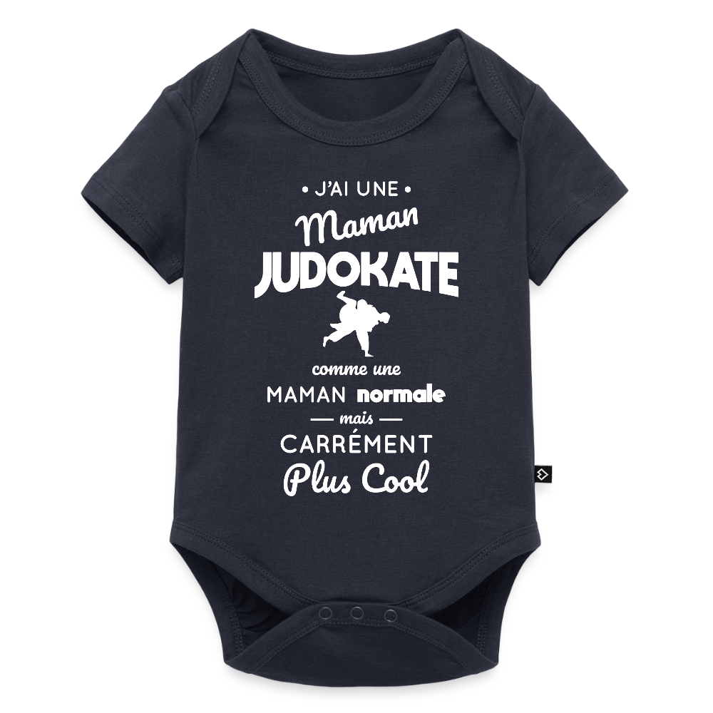 Body Bébé bio manches courtes - J'ai une maman judokate - bleu marine