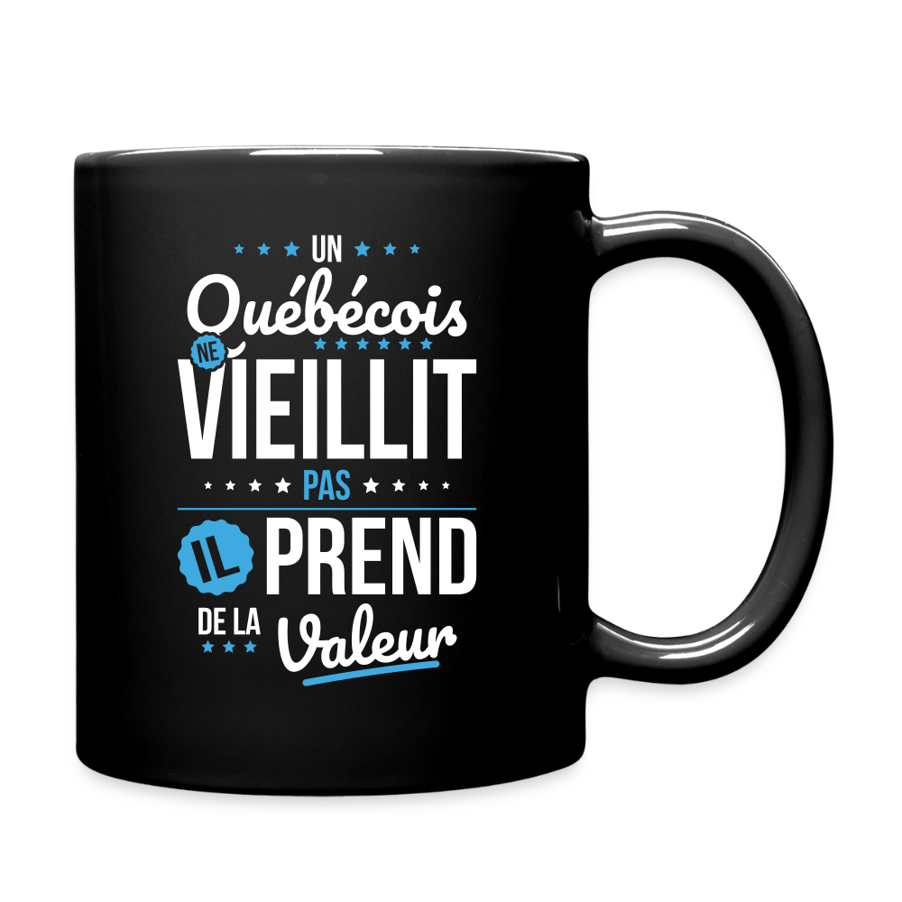 Mug uni - Un Québécois ne vieillit pas - noir