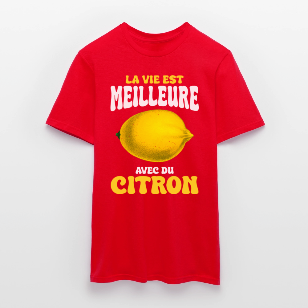 T-shirt Homme - La vie est meilleure avec du citron - rouge