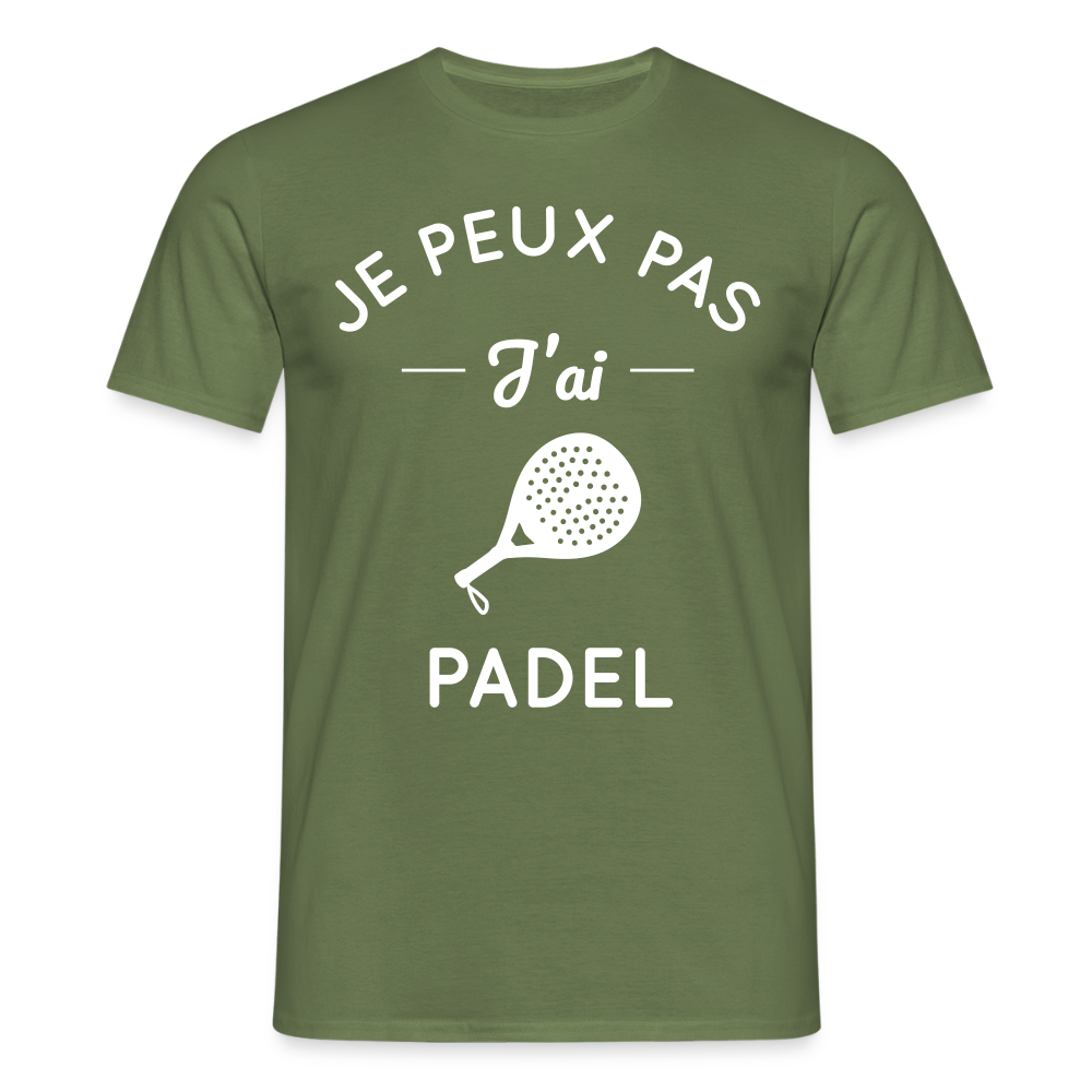 T-shirt padel Homme original - Je peux pas j'ai padel - vert militaire