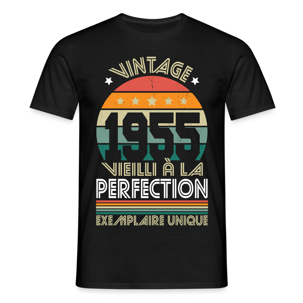 T-shirt Homme - Anniversaire 70 Ans - Vintage 1955 - noir