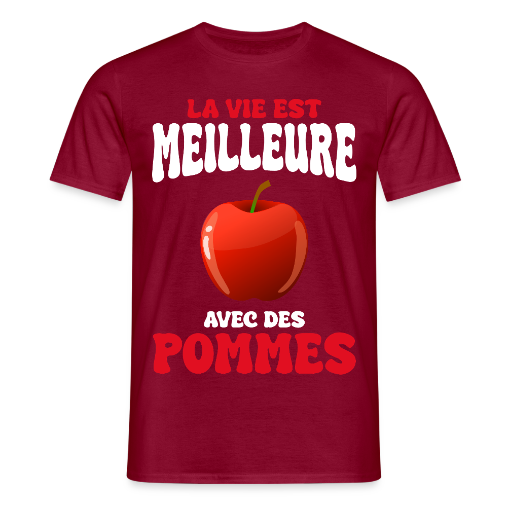 T-shirt Homme - La vie est meilleure avec des pommes - rouge brique