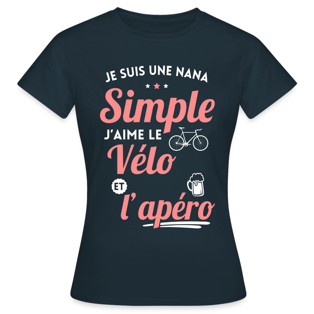 T-shirt Femme - J'aime le vélo et l'apéro - marine