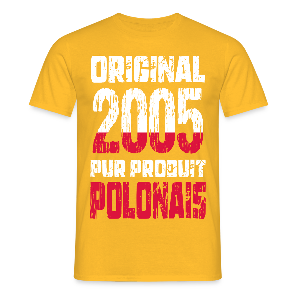 T-shirt Homme - Anniversaire 20 Ans - Original 2005 - Pur produit Polonais - jaune